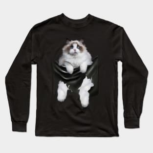 Ragdoll Cat Indside Pocket, Ragdoll Cats, Cat Lover Long Sleeve T-Shirt